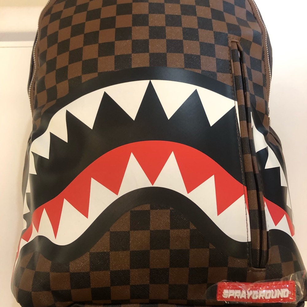 Sharks in Paris sprayground brown sleek backpack